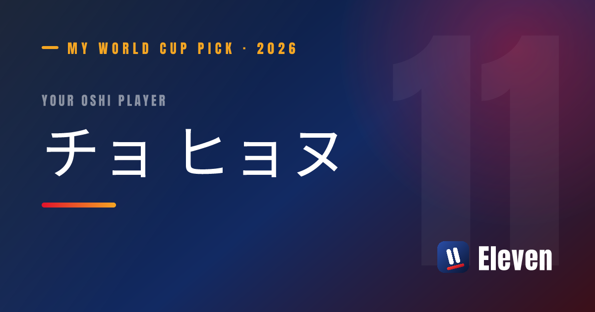チョ ヒョヌを推し選手としてシェアするカード